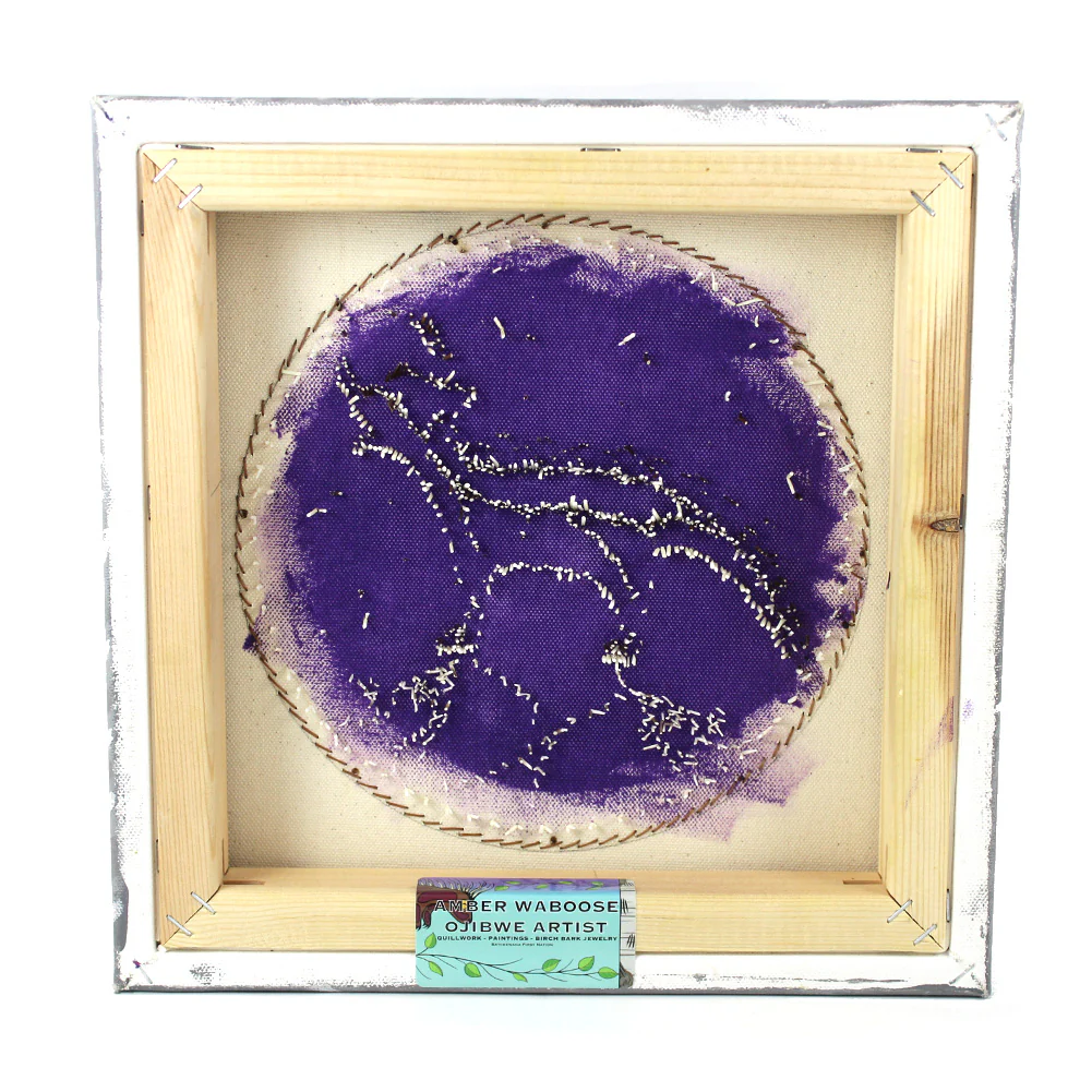 Amber Waboose Mishibiizhiw Mixed Media Painting - Image 3